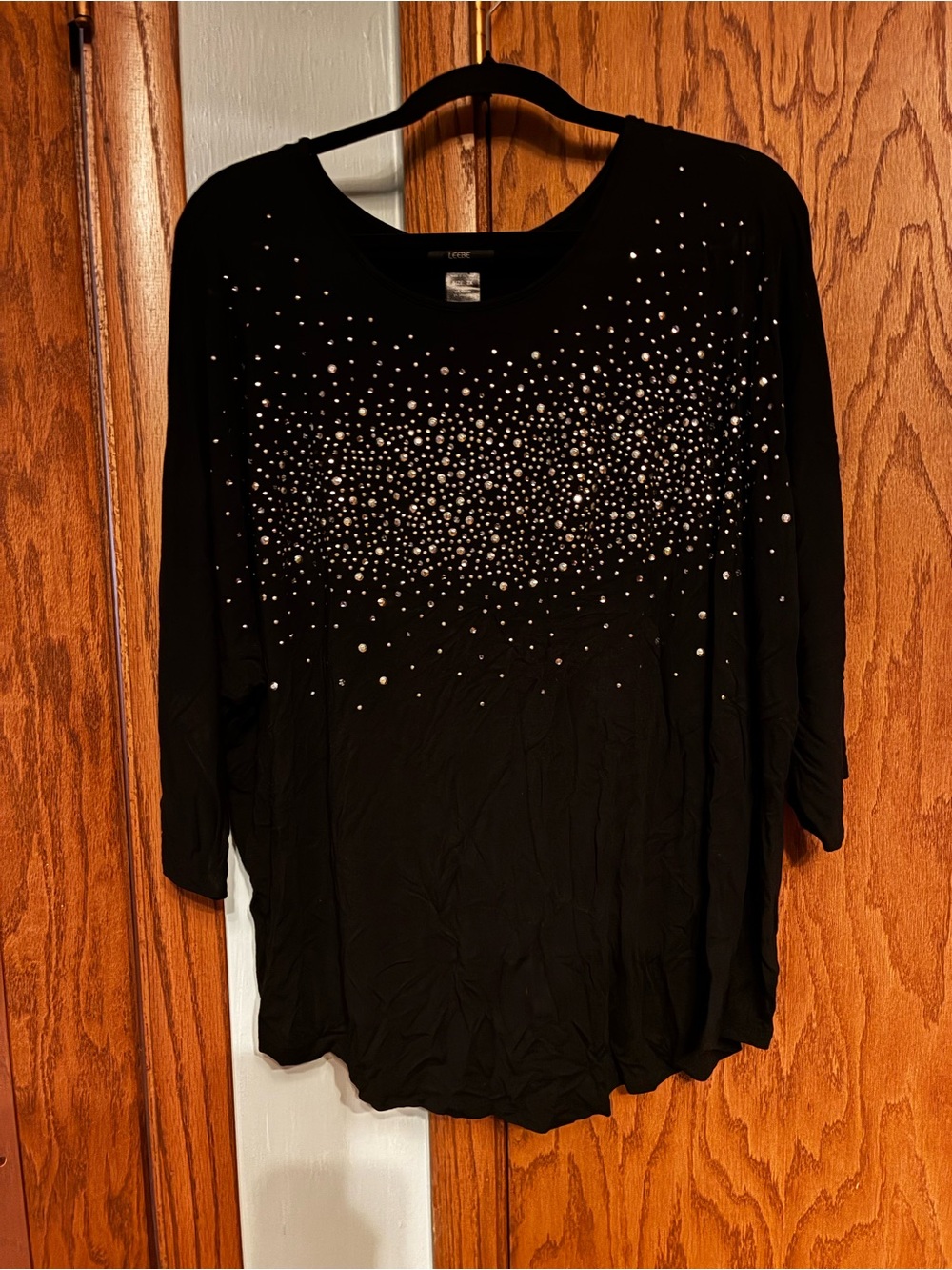 Lee Black Women's Rhinestone Accent Scoop Neck Top